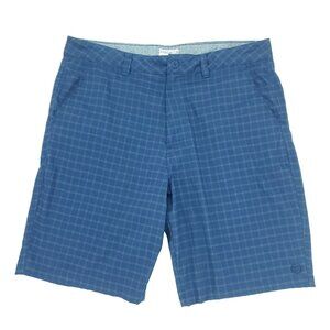 Hang Ten Chino Shorts Mens 38x10 Blue Plaid California Classic Casual Golf Skate